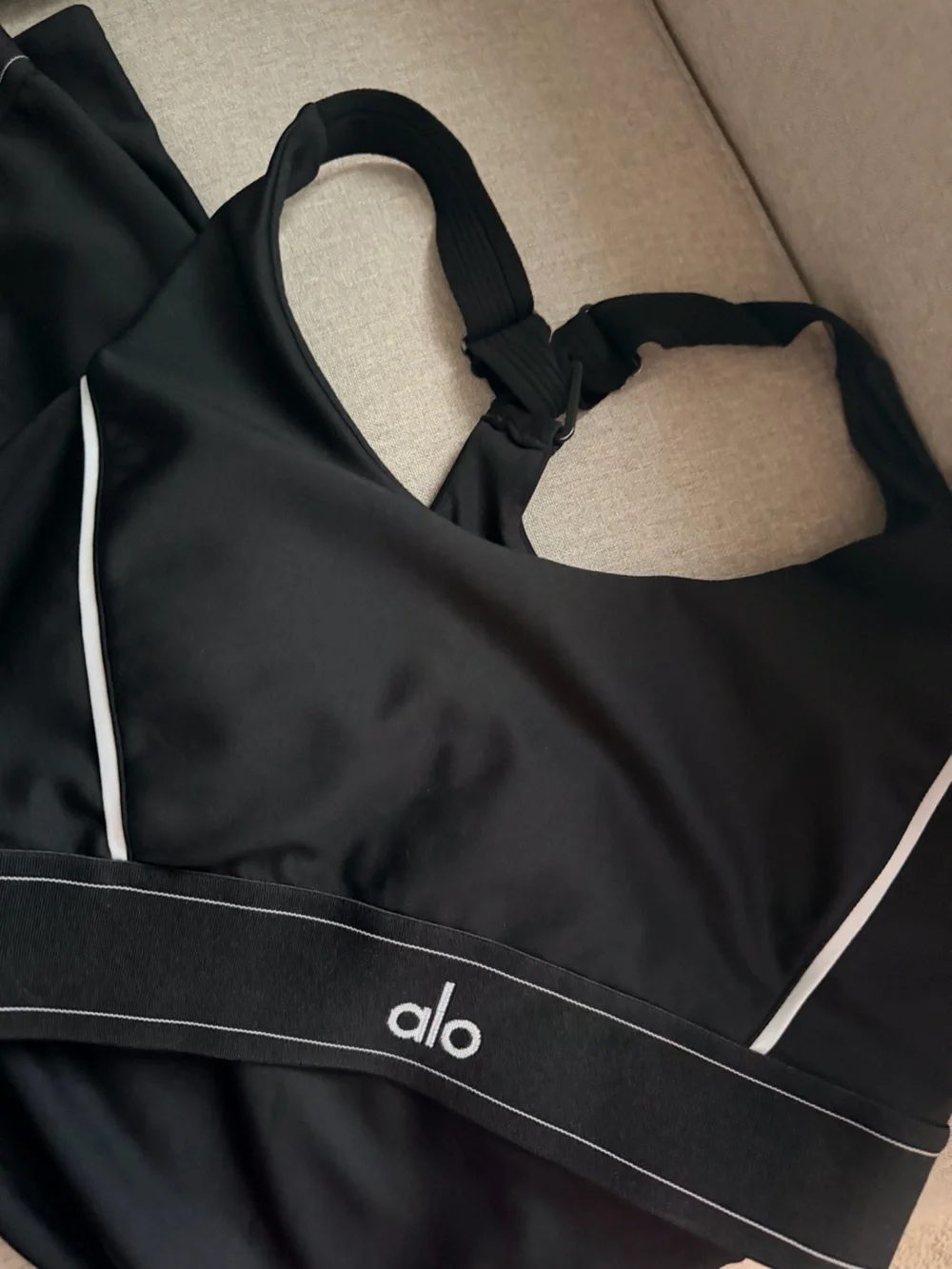 Alo Black Athletic Crop Top and Shorts Set